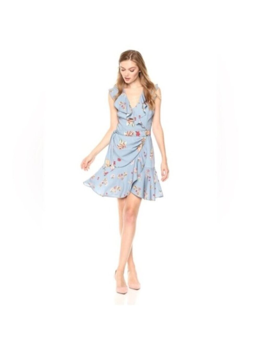 NWT Revolve X Keepsake The Label Women's Blue Floral Wrap Dress Size Small